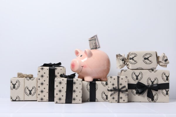 Concept of Christmas finance with piggy bank